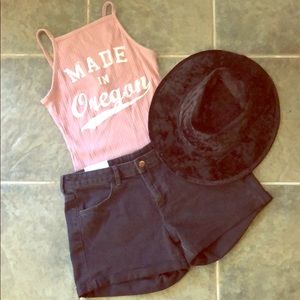 Black Regular Waist Shorts